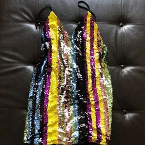 Rainbow striped dress